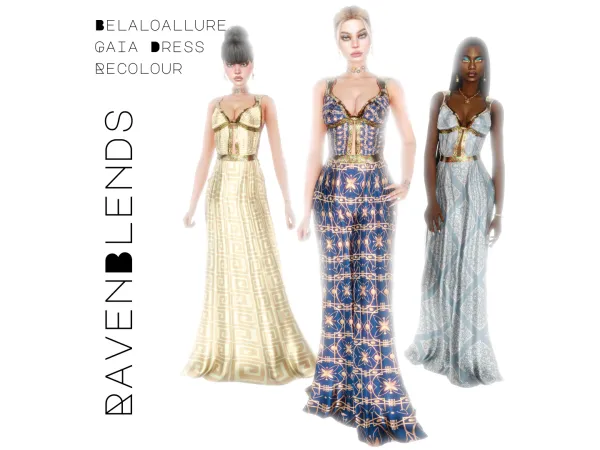Alpha Belaloallure Gaia Dress Recolour by RavenBlends - The Sims 4 Custom Content