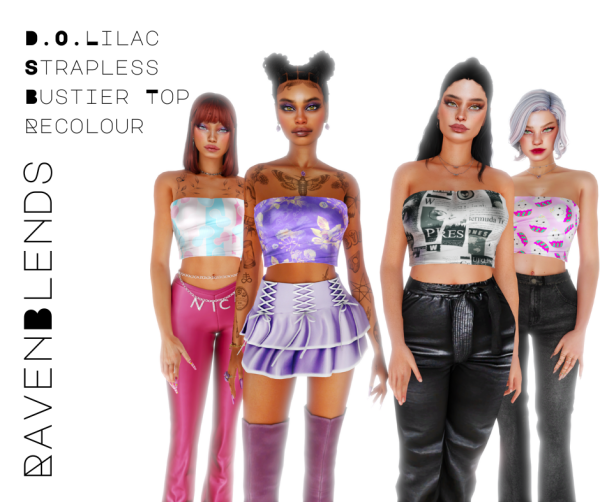 Alpha DO Lilac Strapless Bustier Top Recolour by simsfinds - The Sims 4 Custom Content
