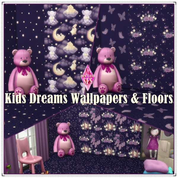Maxis Match Kids Dreams Wallpapers Floors by simsfinds - The Sims 4 Custom Content