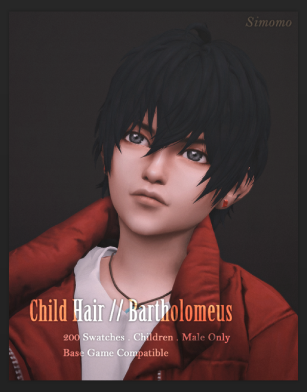 Maxis Match Bartholomeus Hair [Child Conversion] by simsfinds - The Sims 4 Custom Content