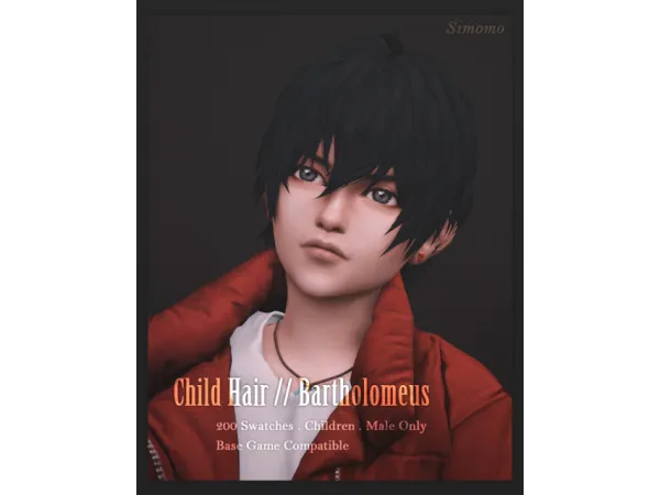 Maxis Match Bartholomeus Hair [Child Conversion] by Simomo - The Sims 4 Custom Content