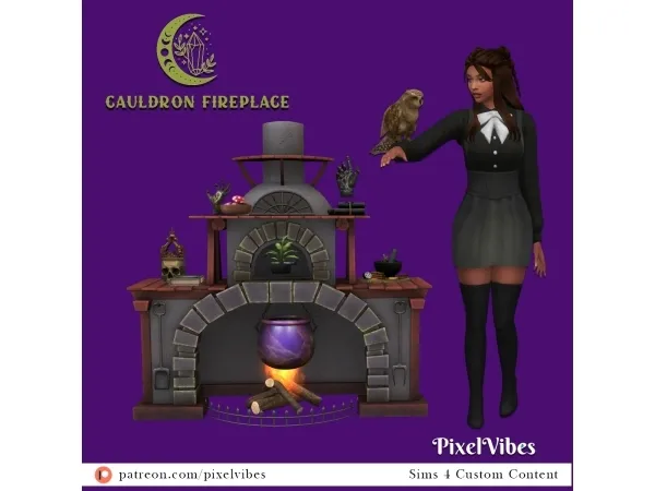 Maxis Match Cauldron Fireplace - The Sims 4 Custom Content