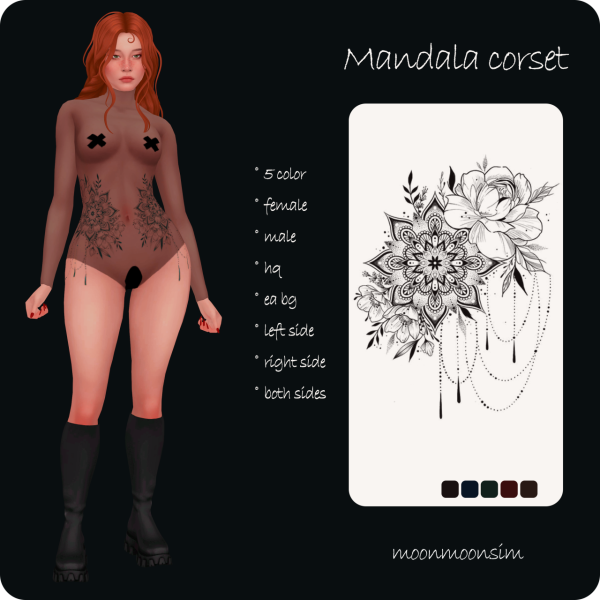Mix Mandala Corset Tattoo by simsfinds - The Sims 4 Custom Content
