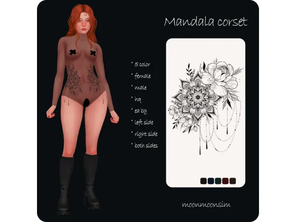 Mix Mandala Corset Tattoo by moonmoonsim - The Sims 4 Custom Content