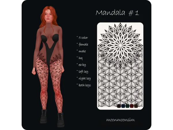 Mix MANDALA TATTOO 1 by moonmoonsim - The Sims 4 Custom Content