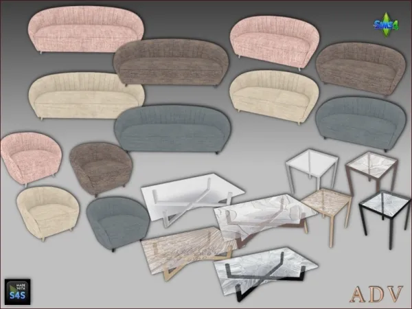 Maxis Match seating furniture and tables by artedellavita_mabra - The Sims 4 Custom Content