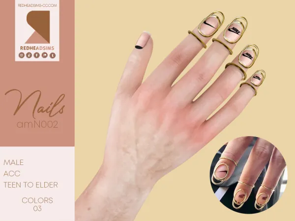 Alpha AM NAILS N002 by redheadsims - The Sims 4 Custom Content