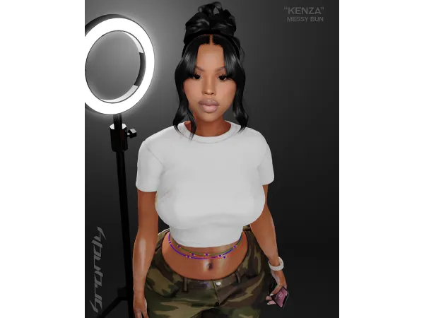 Alpha KENZA Messy Bun - The Sims 4 Custom Content