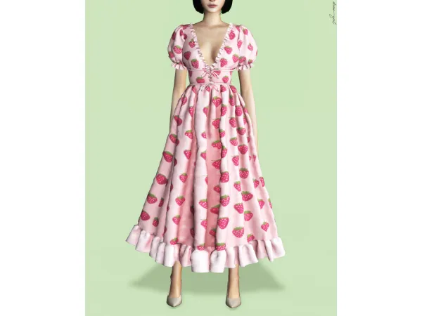 Alpha Fruity Dress by DreamGirl - The Sims 4 Custom Content