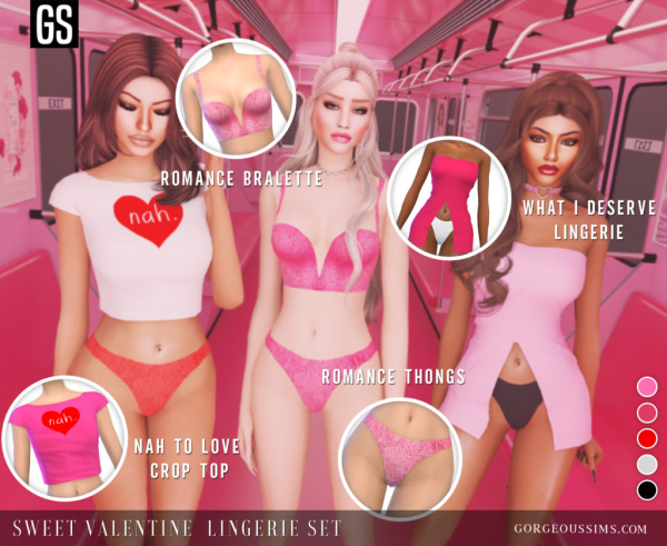 Alpha Sweet Valentine Lingerie Set by simsfinds - The Sims 4 Custom Content