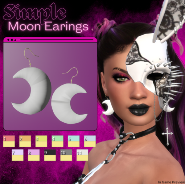 Maxis Match Simple Moon Earings by fatalrosecreations - The Sims 4 Custom Content