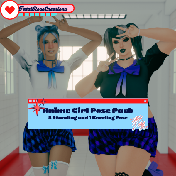 Mix Anime Girl Pose Pack by fatalrosecreations - The Sims 4 Custom Content