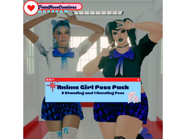 Mix Anime Girl Pose Pack - The Sims 4 Custom Content