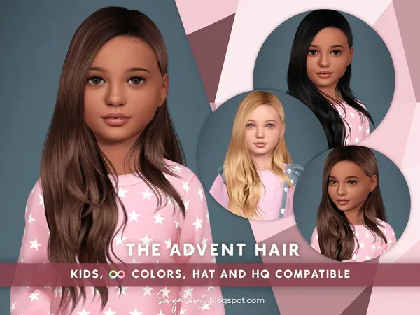 Alpha The Advent Hair for Kids by simsfinds - The Sims 4 Custom Content