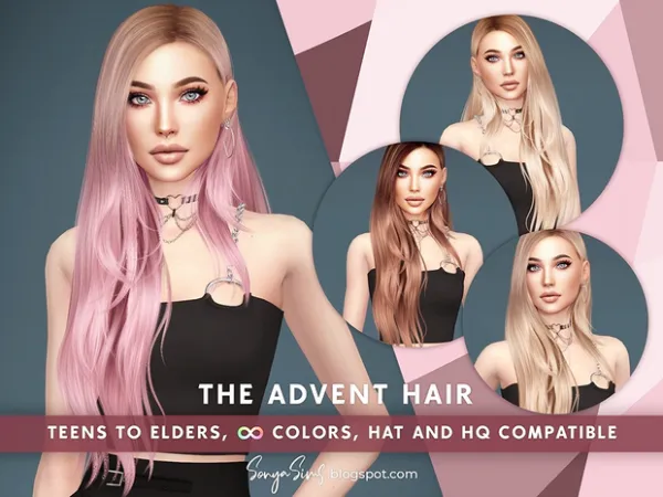 Alpha The Advent Hair by simsfinds - The Sims 4 Custom Content