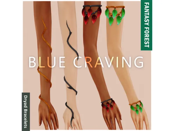 Alpha Blue Craving Dryad Bracelets - The Sims 4 Custom Content