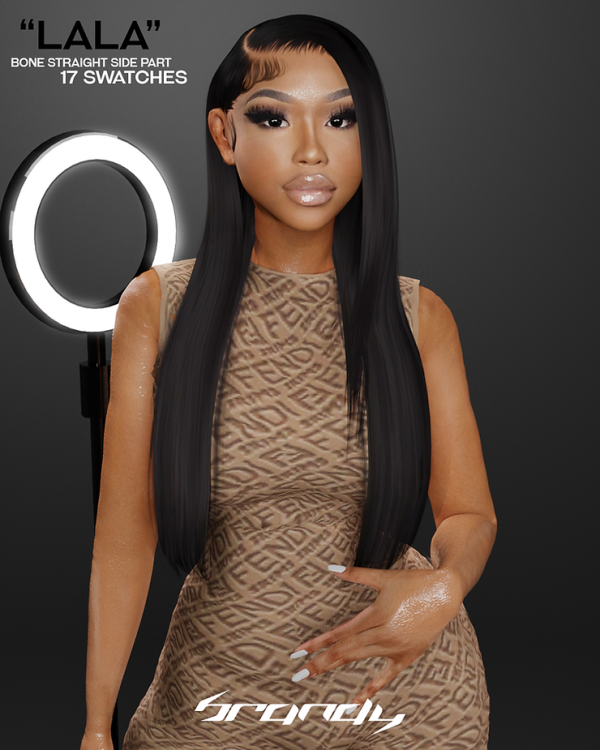 Alpha LALA bone straight side part by simsfinds - The Sims 4 Custom Content