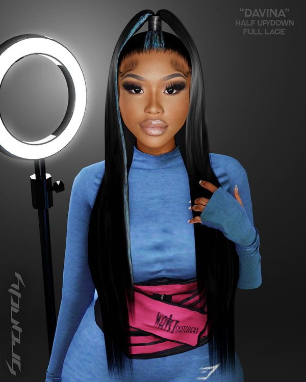 Alpha DAVINA Half up Half down full lace by simsfinds - The Sims 4 Custom Content