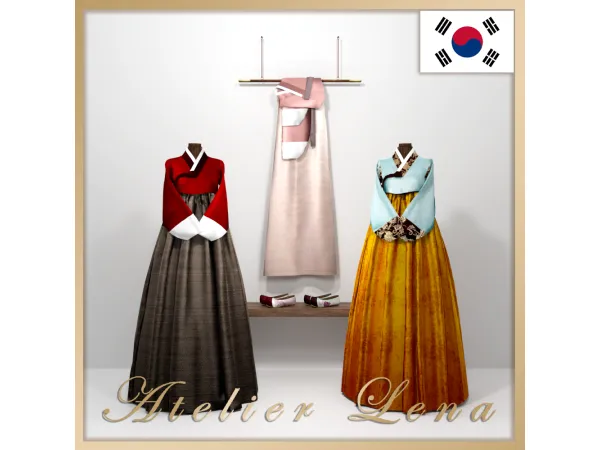 Alpha [Atelier Lena] Deco Hanbok Flower Shoes Set by Atelier Lena - The Sims 4 Custom Content