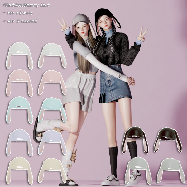 Alpha acc)Bunny Hat ver12 by simsfinds - The Sims 4 Custom Content