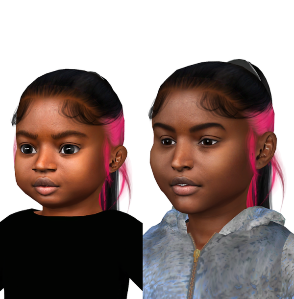Alpha AMIYAH Skunk ponytail childtodds by simsfinds - The Sims 4 Custom Content