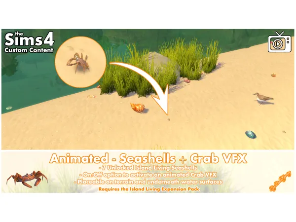 Maxis Match Animated Seashells Crab VFX by Bakie - The Sims 4 Custom Content