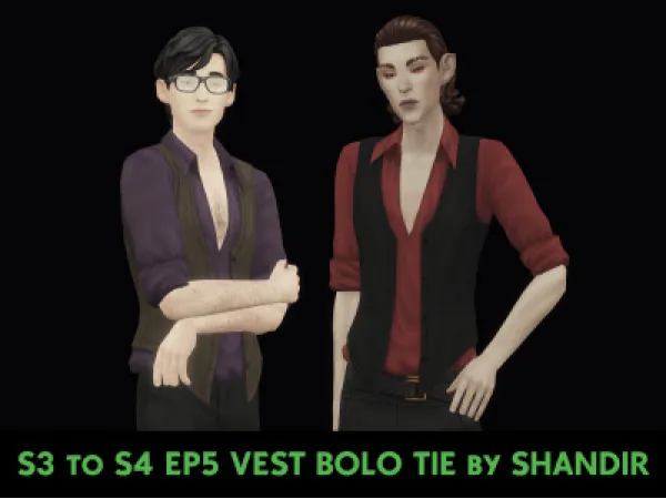 Maxis Match Vest Bolo Tie - The Sims 4 Custom Content