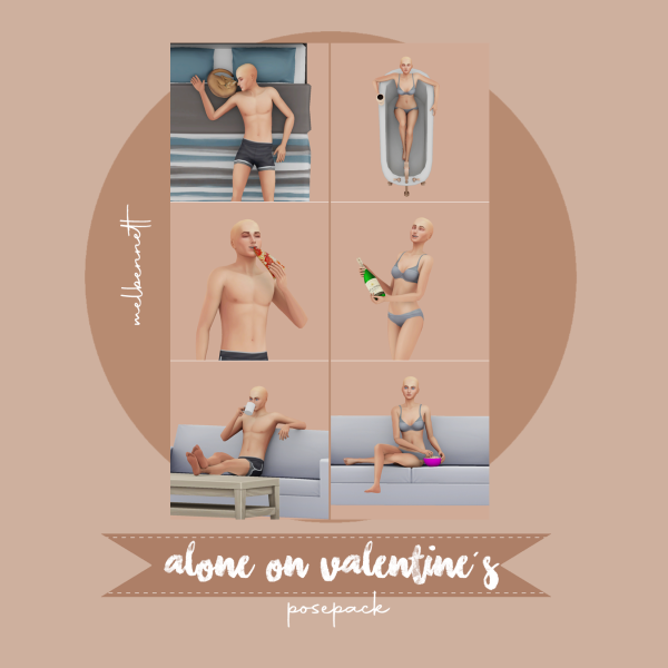 Mix Alone On Valentine's Posepack by melbennett - The Sims 4 Custom Content