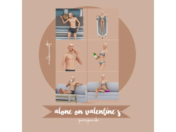 Mix Alone On Valentine's Posepack - The Sims 4 Custom Content