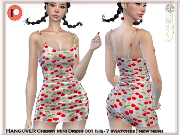 Alpha HANGOVER CHERRY MICRO MINI DRESS by Harmonia's Secret - The Sims 4 Custom Content