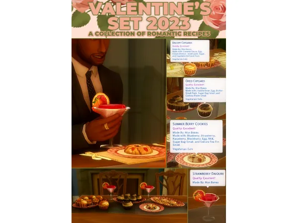 Mix Valentine's Day Pack 2023 New Custom Recipe Set by Robin - The Sims 4 Custom Content