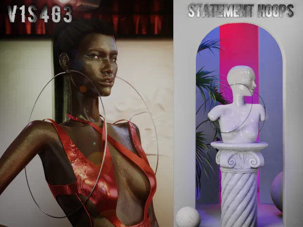 Alpha Visage Sims Statement Hoops - The Sims 4 Custom Content