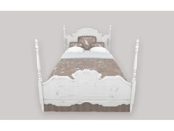 Maxis Match Vintage Bed with Silk Bedding by SimPlistic - The Sims 4 Custom Content