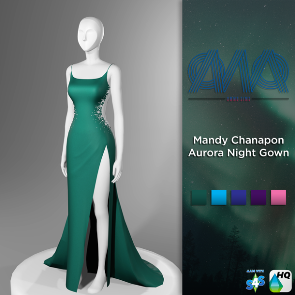 Alpha Mandy Chanapon Aurora Night Gown by simsfinds - The Sims 4 Custom Content
