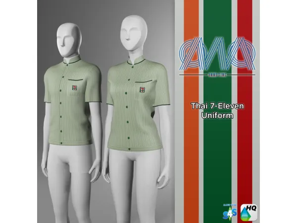 Alpha Thai 7 Eleven Uniform by OMMO_SIMS - The Sims 4 Custom Content