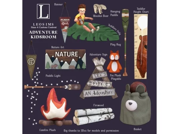 Alpha Adventure Kids Room - The Sims 4 Custom Content
