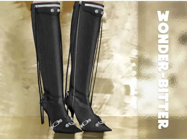 Alpha [wonder bitter] Balenciaga Cagole Boots bitter by wonder - The Sims 4 Custom Content