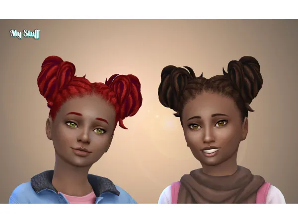 Maxis Match Buns Dreads for Girls by simsfinds - The Sims 4 Custom Content