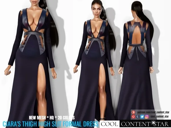Alpha Ciara'S Thigh High Slit Formal Dress cool_content_star - The Sims 4 Custom Content