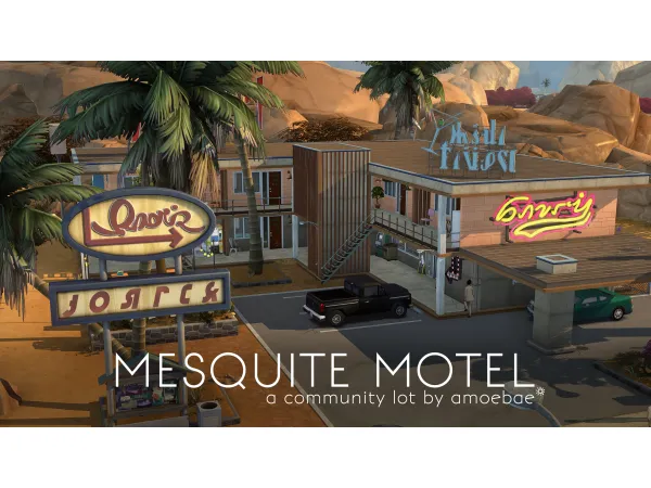 Maxis Match MESQUITE MOTEL a community lot by amoebae - The Sims 4 Custom Content