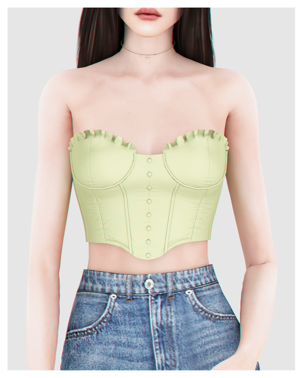 Alpha Lydia Button Corset by BackTrack - The Sims 4 Custom Content