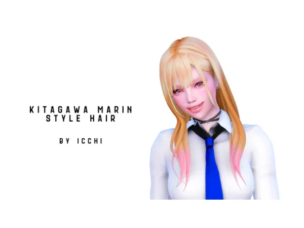 Maxis Match Kitagawa Marin style hair ombre accessories by icchisims - The Sims 4 Custom Content