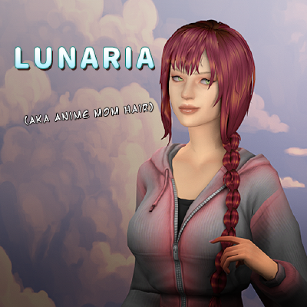 Maxis Match Lunaria hair aka dead anime mom braid by simsfinds - The Sims 4 Custom Content