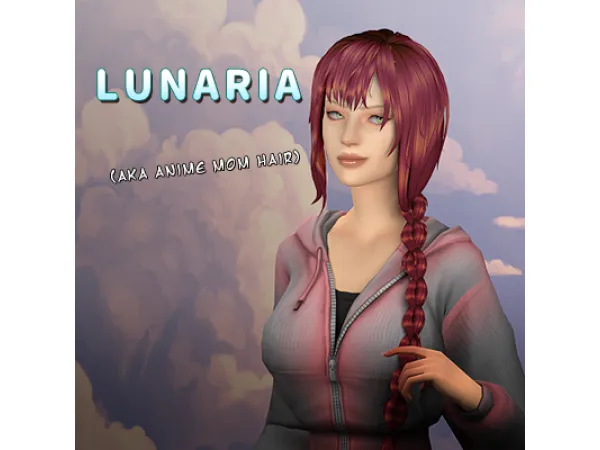 Maxis Match Lunaria hair aka dead anime mom braid by dro - The Sims 4 Custom Content