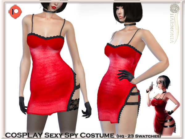 Alpha COSPLAY SEXY SPY COSTUME (lace stocking and stockingless option) by simsfinds - The Sims 4 Custom Content