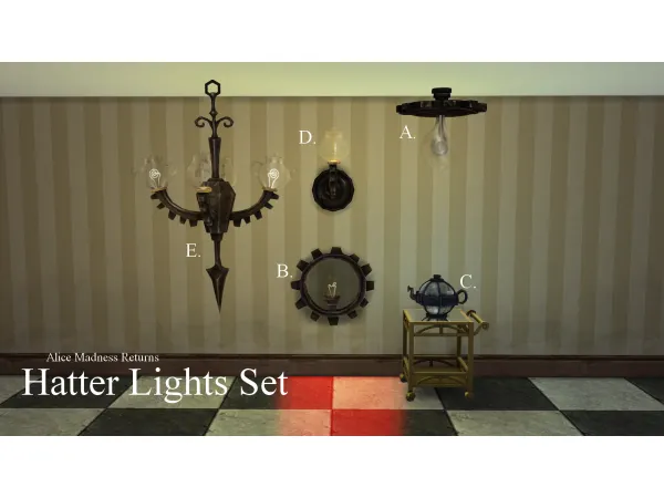 Maxis Match Hatter Lights Set Alice Madness Returns Conversion by GhostWitch - The Sims 4 Custom Content