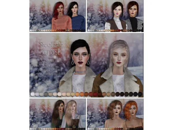 Five Stealthics female hair retextures - The Sims 2 Custom Content