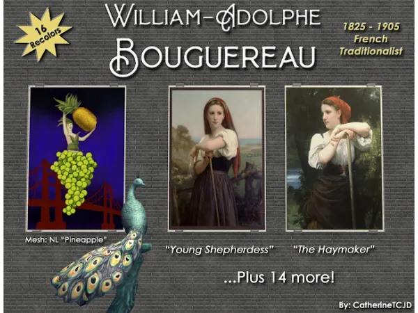 16 paintings Adolphe Bouguereau by William - The Sims 2 Custom Content