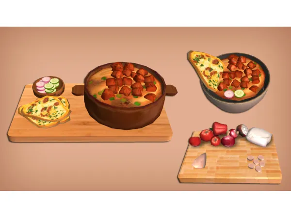 Chicken Tikka Masala Tomato Bruschetta and Sunny Side Up Food for - The Sims 2 Custom Content