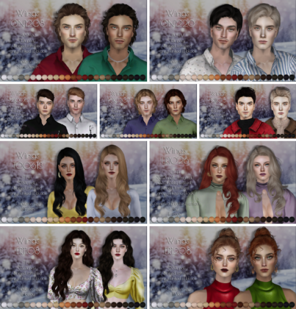 Ten retextures Wingss hairs by simsfinds - The Sims 2 Custom Content